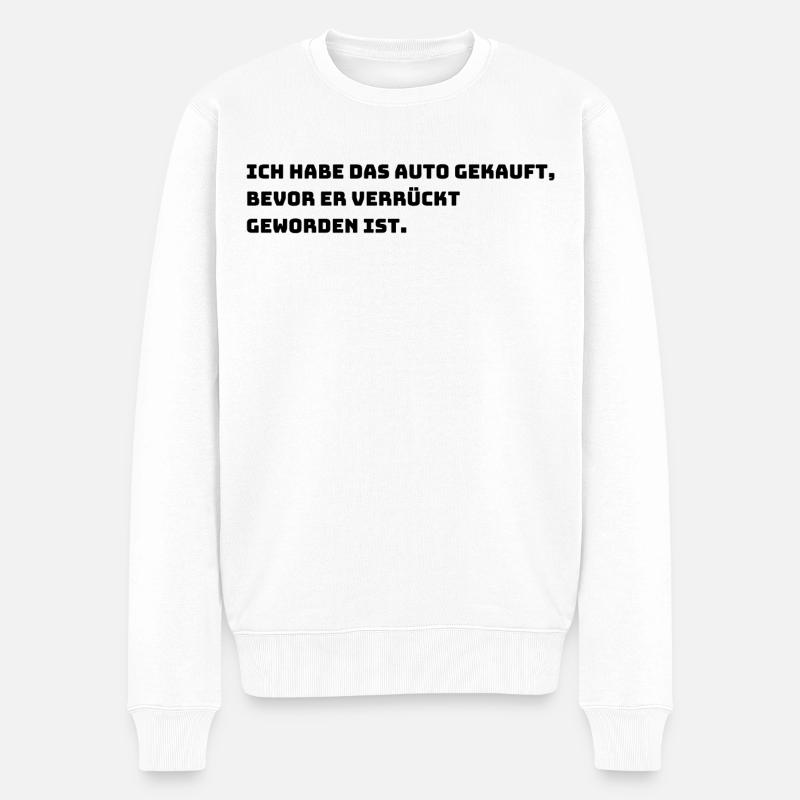 Lustiger E-Auto Aufkleber - Männer Premium Bio Pullover - Weiß