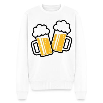 2 Maßkrüge Stoßen An, Prosit! (Bier Maßkrug / 2C) - Männer Premium Bio Pullover - Weiß - Vorne - Thijin (182cm)
