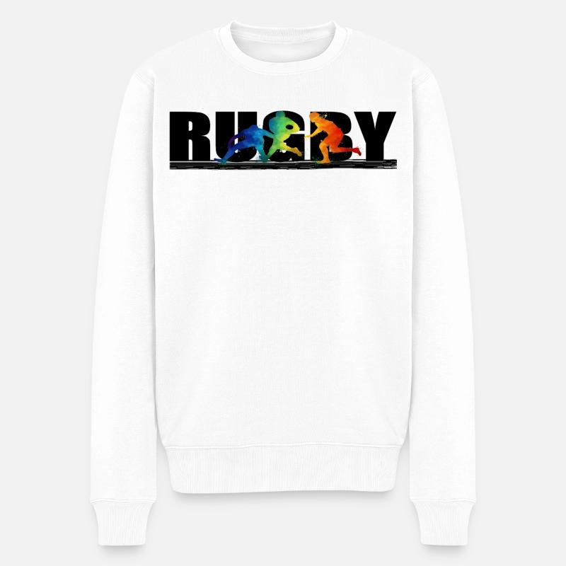 Rugby - Männer Premium Bio Pullover - Weiß