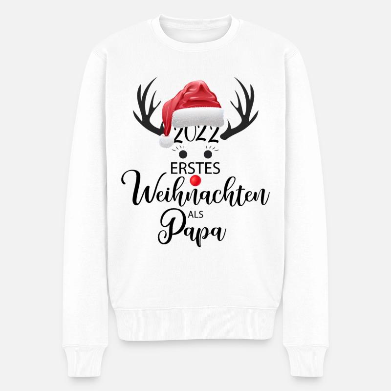 Rudolf Erstes Weihnachten als Papa - Männer Premium Bio Pullover - Weiß