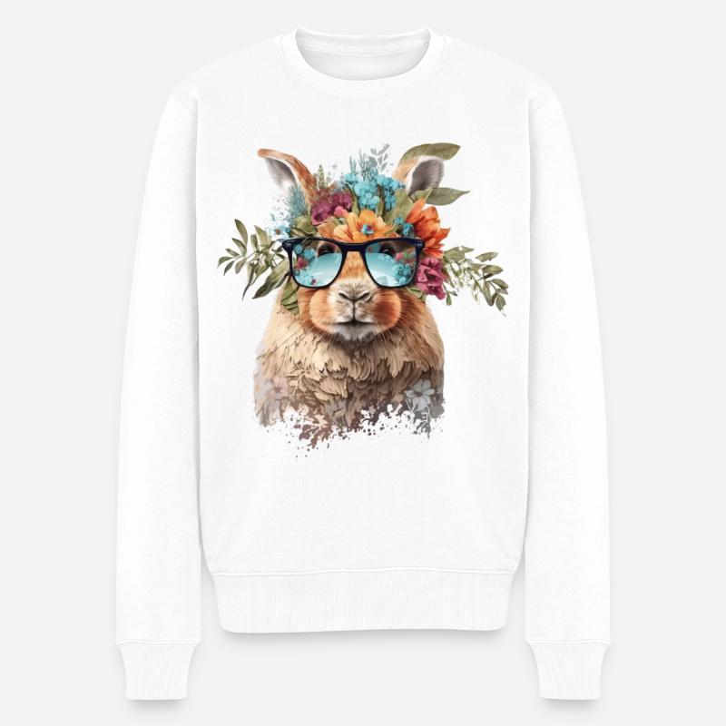 Lustiges Kaninchen - Männer Premium Bio Pullover - Weiß
