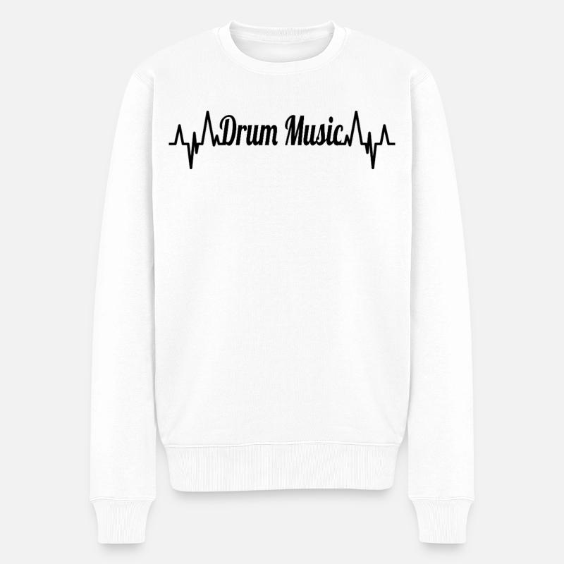 Schlagzeug EKG Herzlinie - Männer Premium Bio Pullover - Weiß