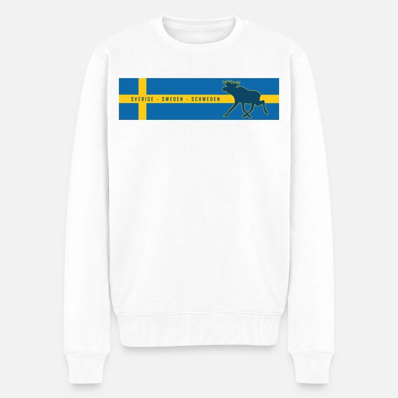 Suède - Sverige - Suède - Orignal - Pull Premium bio Homme - blanc