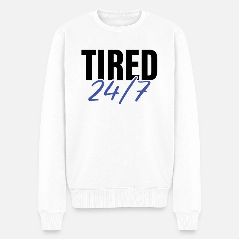 24/7 müde - Männer Premium Bio Pullover - Weiß