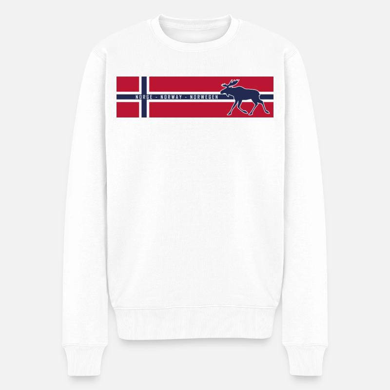 Norge - Norway - Norwegen - Flagge - Elch rechts - Männer Premium Bio Pullover - Weiß