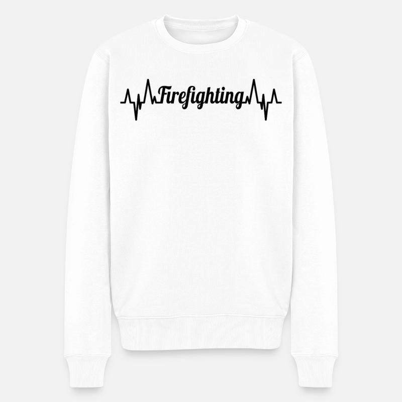 ECG des pompiers ligne cardiaque - Pull Premium bio Homme - blanc