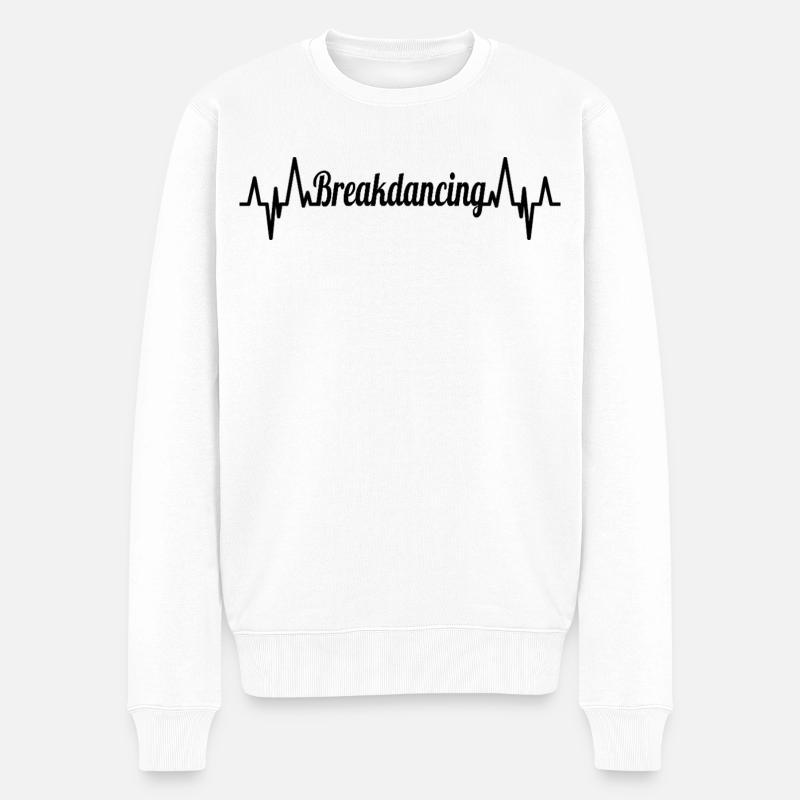 Breakdance ECG Heartline - Pull Premium bio Homme - blanc