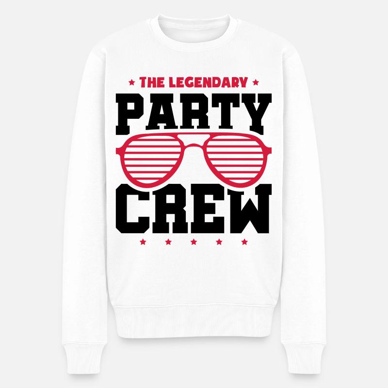 Party Crew - Männer Premium Bio Pullover - Weiß