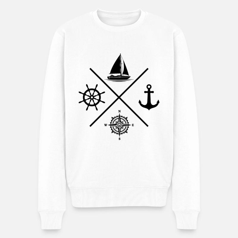Segelsport-Anker von Segelsport - Männer Premium Bio Pullover - Weiß