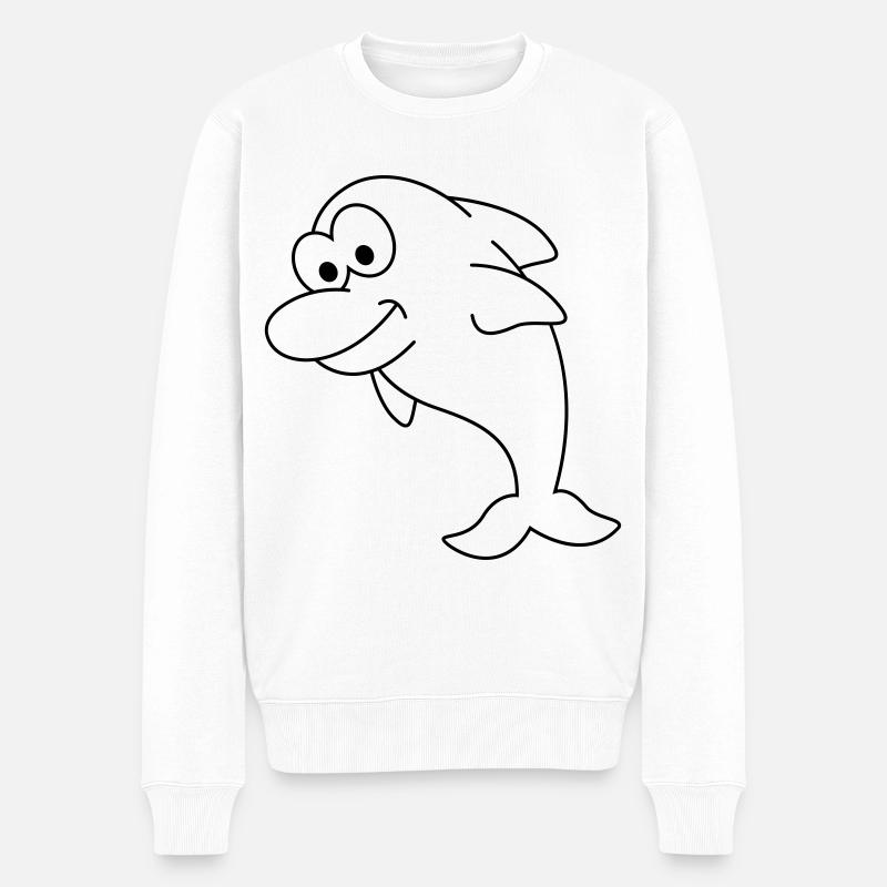 Dauphin Comic Animal - Pull Premium bio Homme - blanc