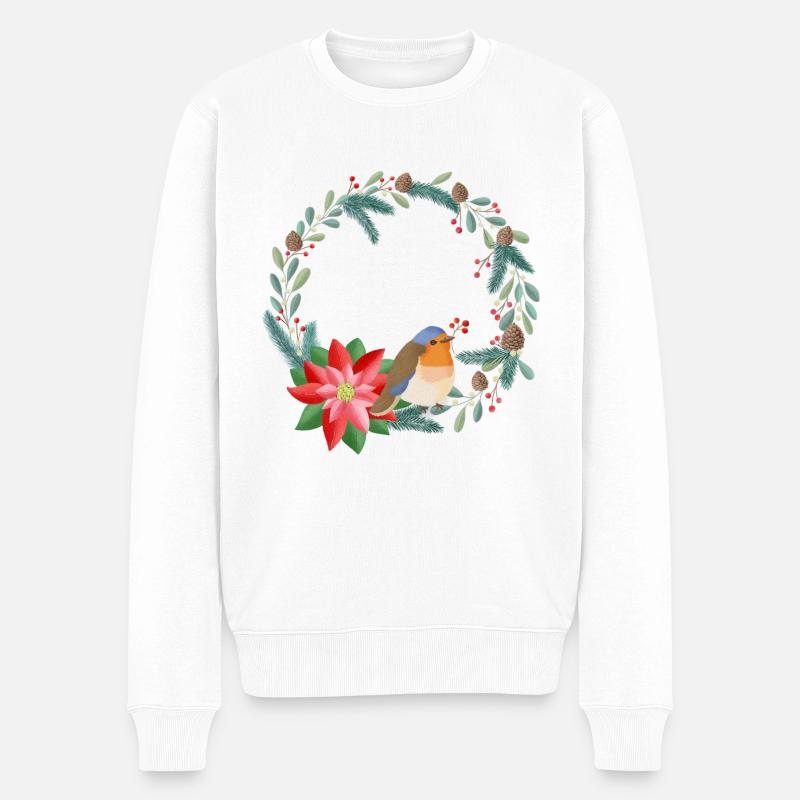 Weihnachtskranz personalisierbar mit deinem Text - Männer Premium Bio Pullover - Weiß