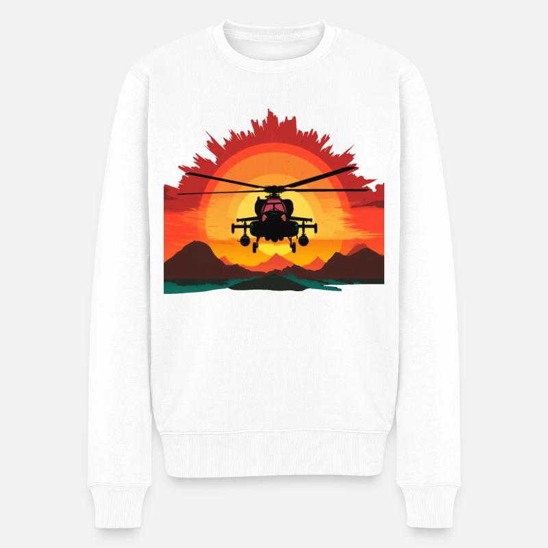Helikopter - Hubschrauber - Männer Premium Bio Pullover - Weiß