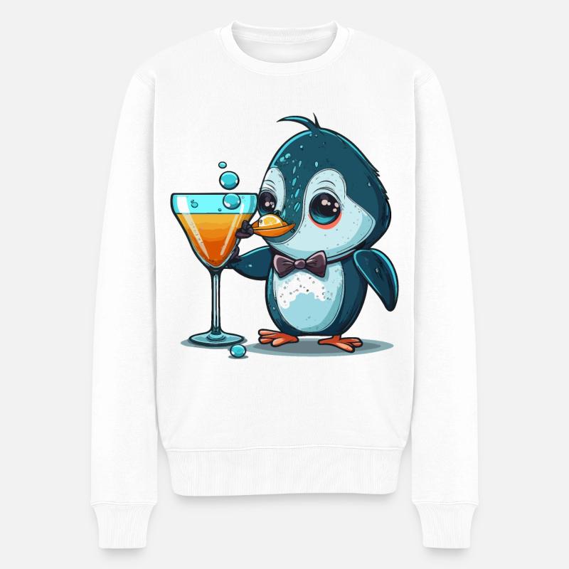 Ausgefallener Pinguin - Männer Premium Bio Pullover - Weiß