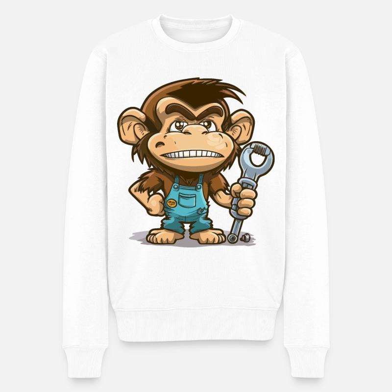 Rollgabelschlüssel - Männer Premium Bio Pullover - Weiß