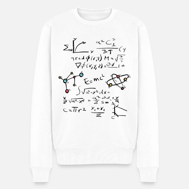 Physik Mathe Formel mit Atome und Moleküle - Männer Premium Bio Pullover - Weiß