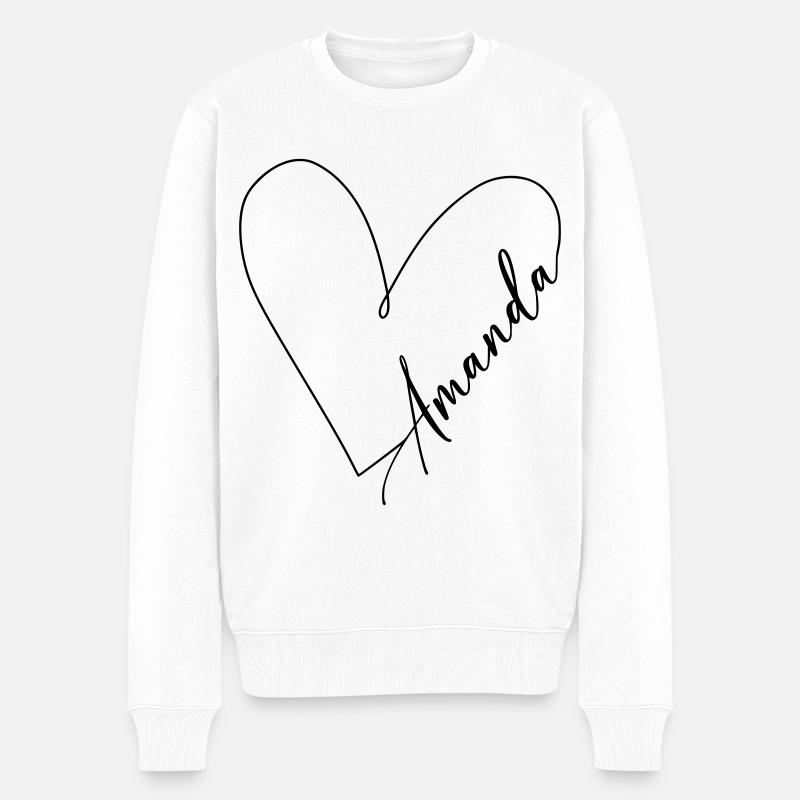 Amanda Name Herzlinie - Männer Premium Bio Pullover - Weiß