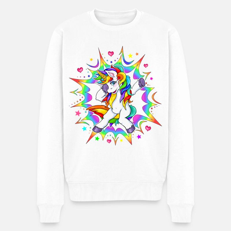 Dub Dubbing Dabbing Einhorn Unicorn Regenbogen - Männer Premium Bio Pullover - Weiß