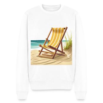 Chaise longue au bord de la mer - Pull Premium bio Homme - blanc - Devant - Thijin (182cm)