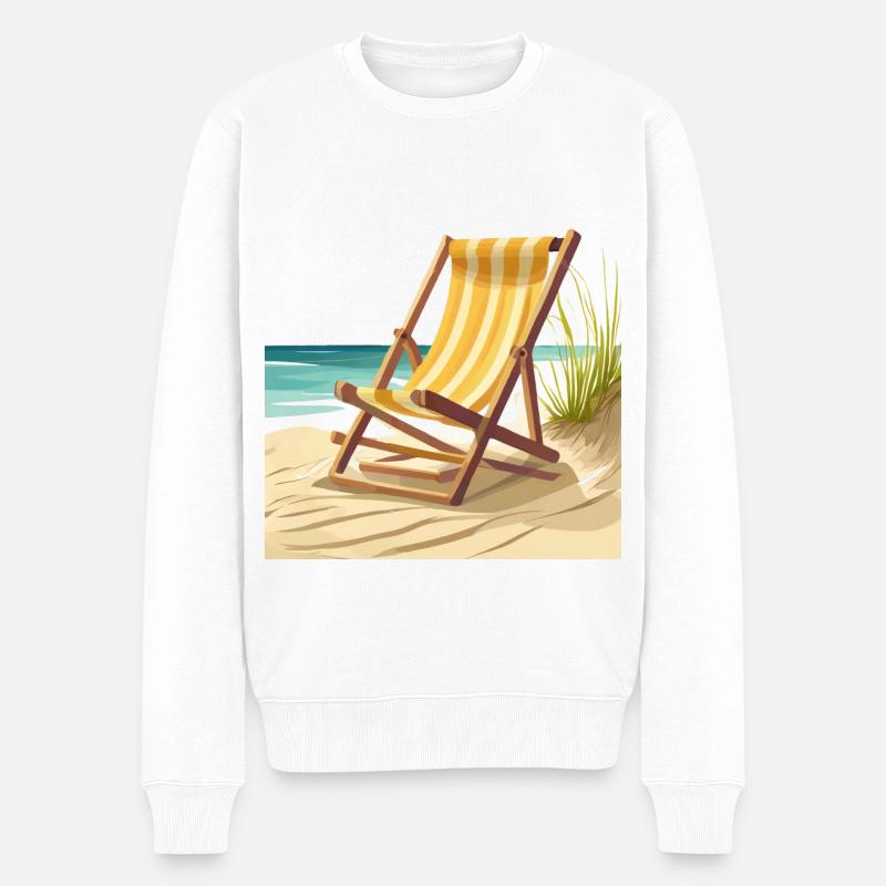 Liegestuhl am Meer - Männer Premium Bio Pullover - Weiß