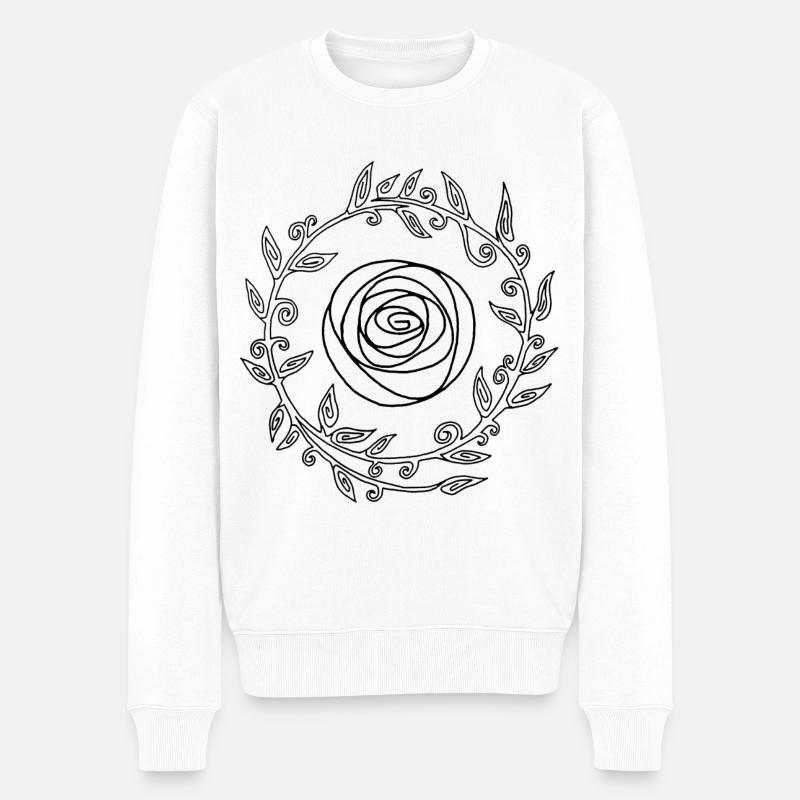 Schwarze Kronenblume - Männer Premium Bio Pullover - Weiß