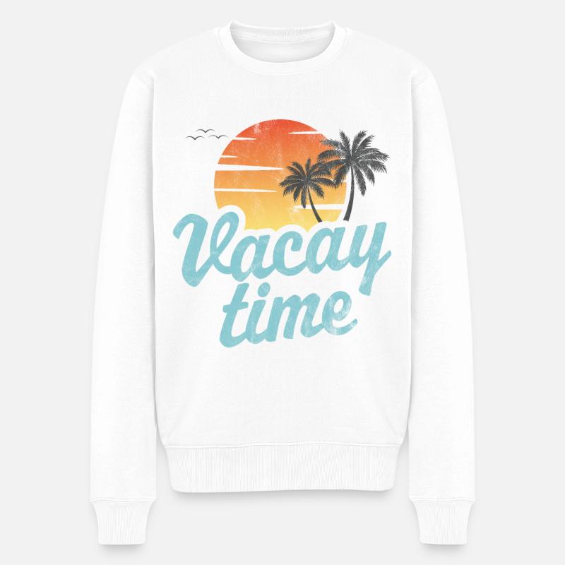 Vacay Time Strand - Männer Premium Bio Pullover - Weiß
