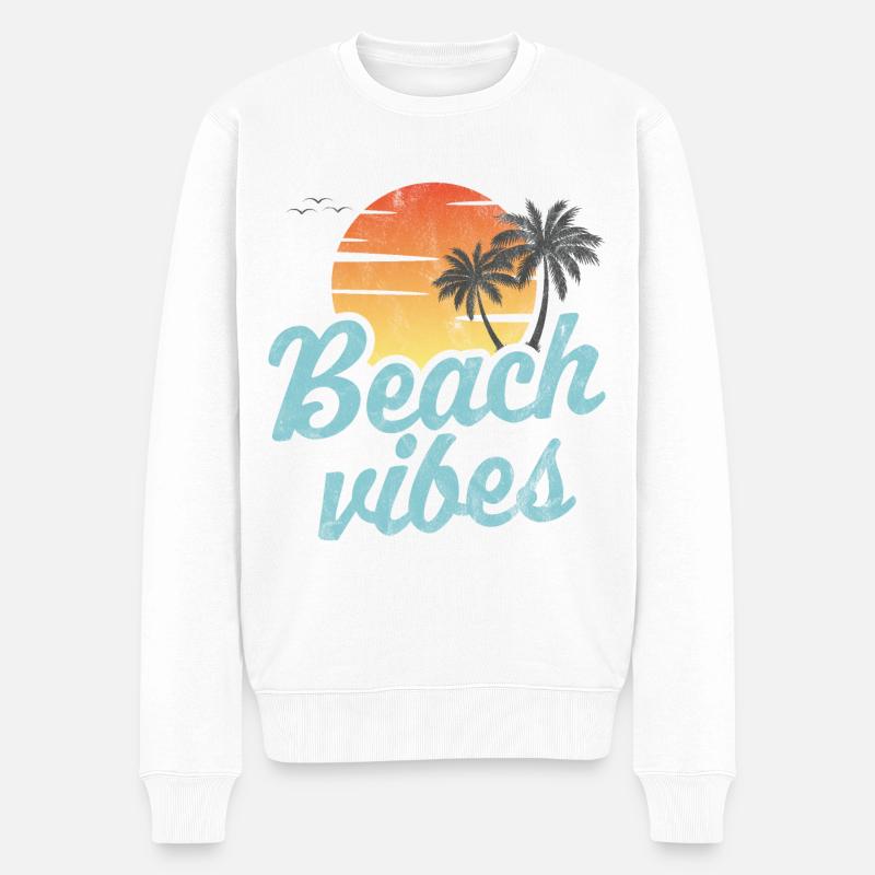 Strand-Vibes - Männer Premium Bio Pullover - Weiß
