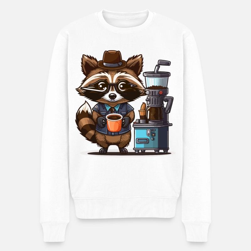 Zeit für einen Kaffee - Männer Premium Bio Pullover - Weiß