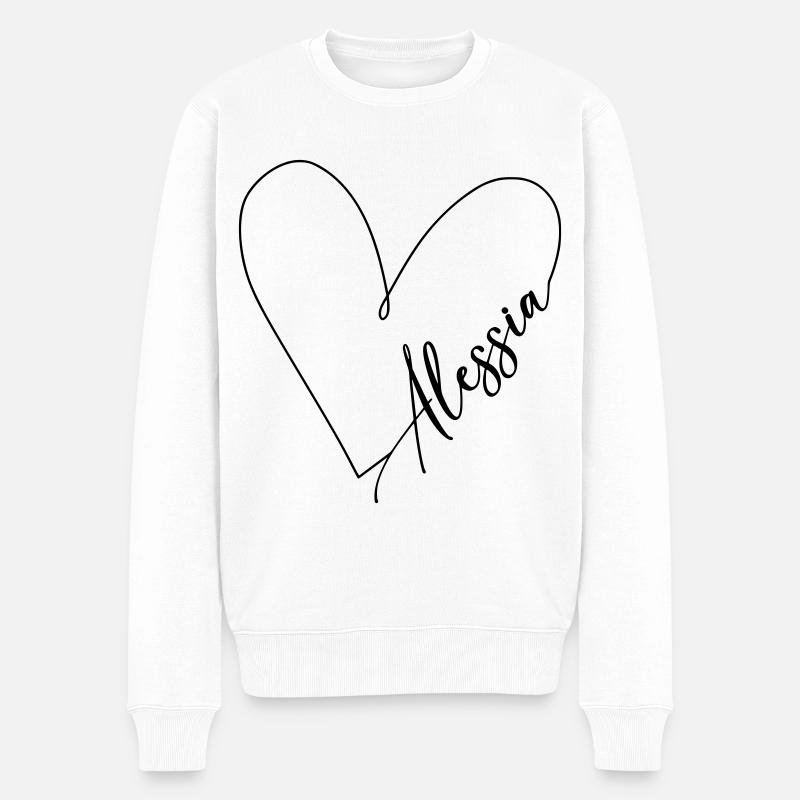 Alessia Name Herzlinie - Männer Premium Bio Pullover - Weiß