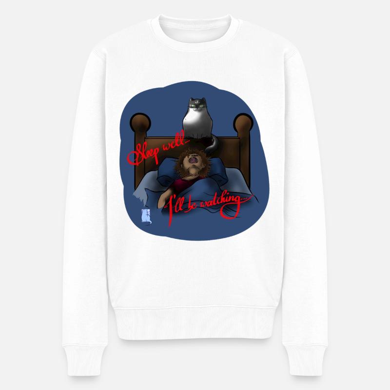 Sleep weIl - I'll be watching - Männer Premium Bio Pullover - Weiß