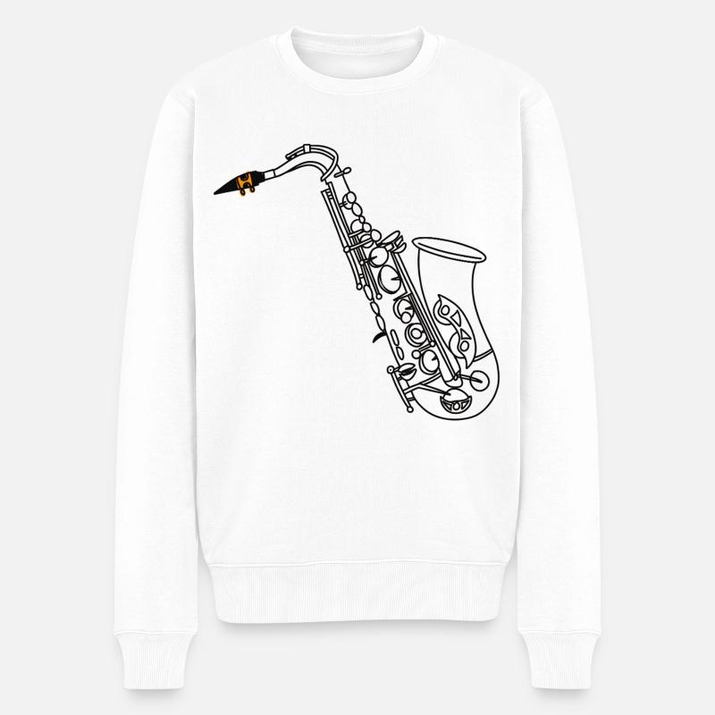 Dessin de saxophone - Pull Premium bio Homme - blanc
