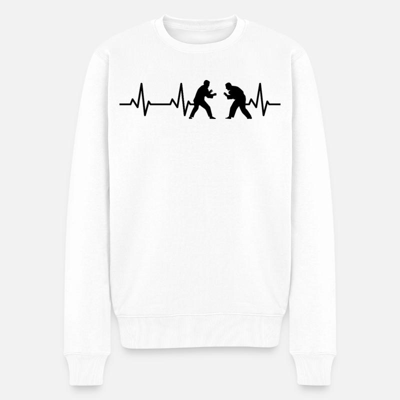 Judoka Herzschlag - Männer Premium Bio Pullover - Weiß