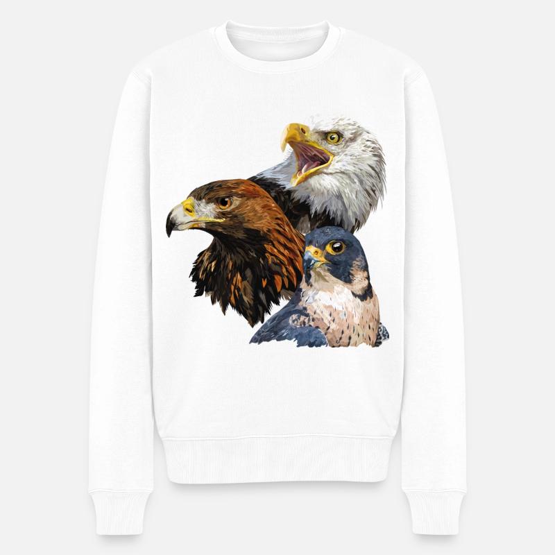 Weißkopfseeadler, Steinadler und Wanderfalke - Männer Premium Bio Pullover - Weiß