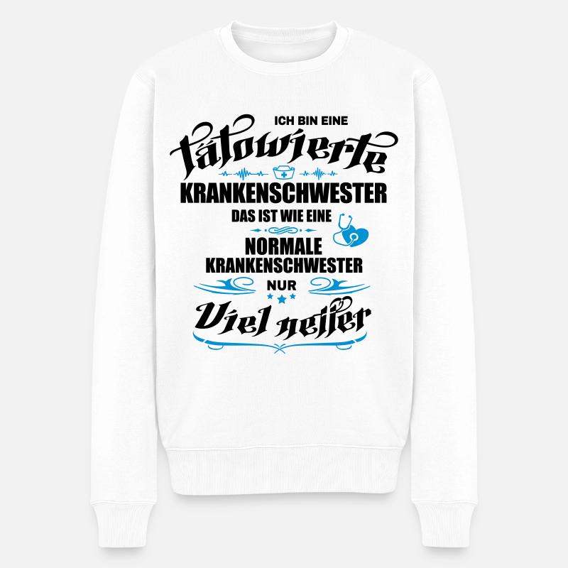 Tätowierte Krankenschwester. Krankenpflege - Männer Premium Bio Pullover - Weiß
