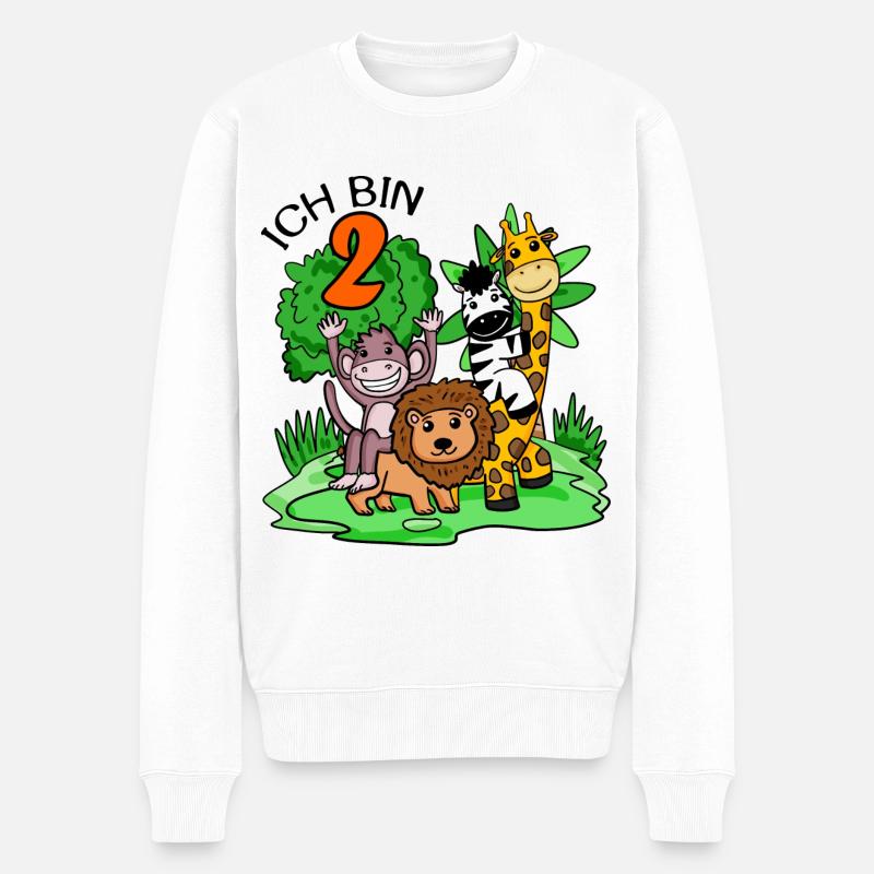 2. Geburtstag - Ich bin 2 - Tiere Wildnis - Männer Premium Bio Pullover - Weiß