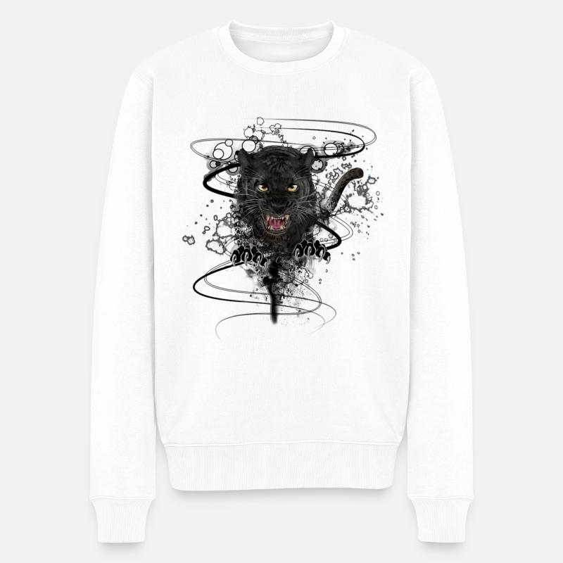 Der Schwarze Panther - Männer Premium Bio Pullover - Weiß