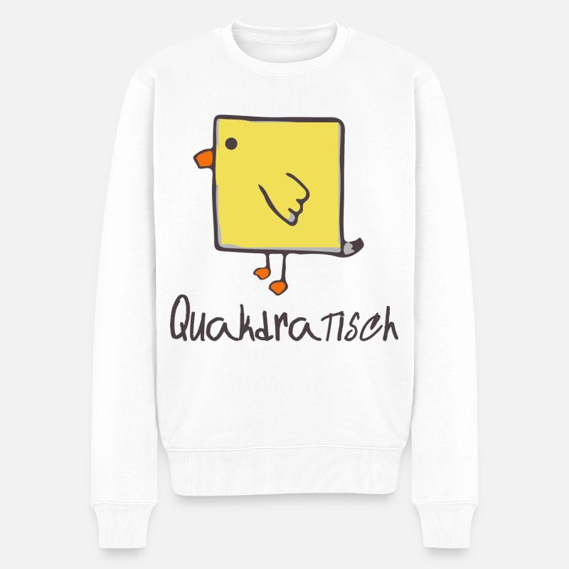 Quakdratisch - Männer Premium Bio Pullover - Weiß