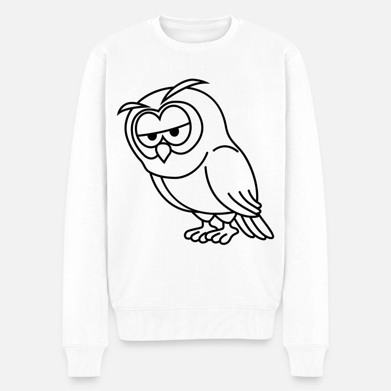 Eule Comic - Männer Premium Bio Pullover - Weiß