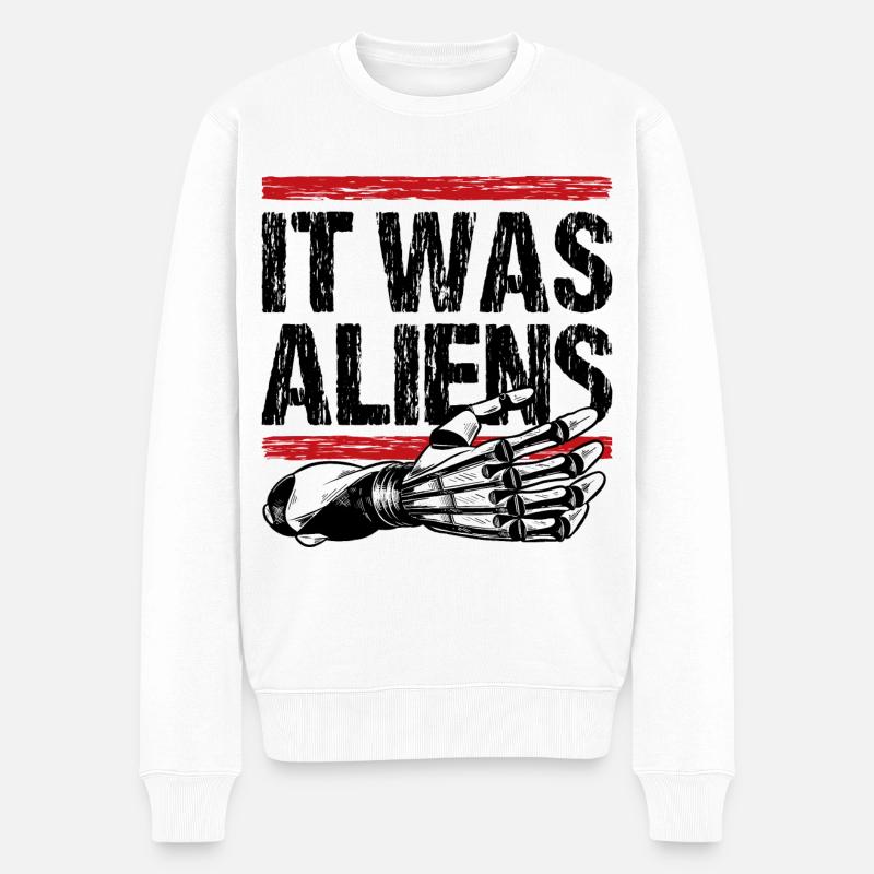 It was aliens - Männer Premium Bio Pullover - Weiß