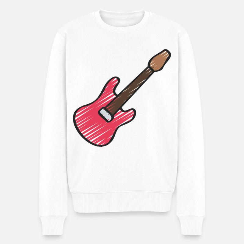 Red Guitar - Männer Premium Bio Pullover - Weiß
