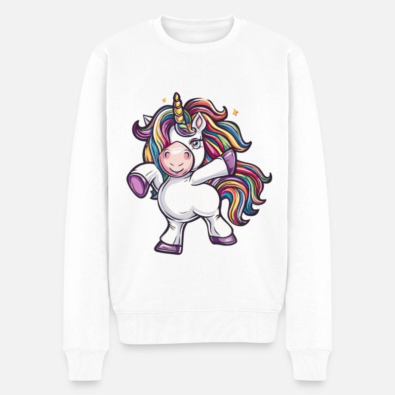Tanzendes Einhorn - Männer Premium Bio Pullover - Weiß