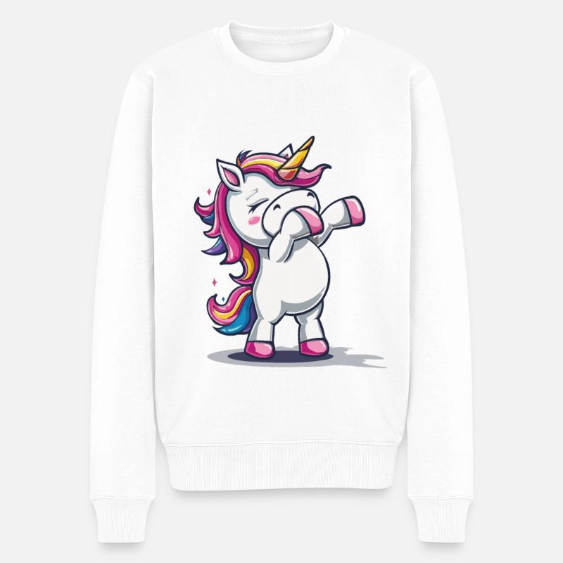 Tanzendes Einhorn - Männer Premium Bio Pullover - Weiß