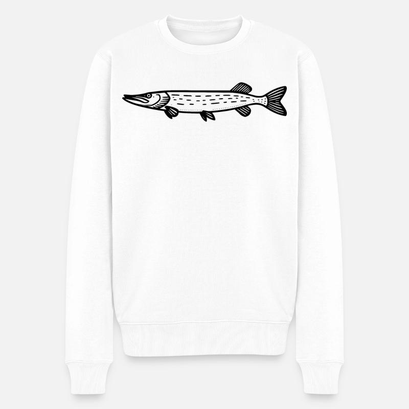Hecht 01 - Männer Premium Bio Pullover - Weiß