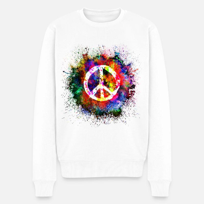 Frieden Harmonie - Männer Premium Bio Pullover - Weiß