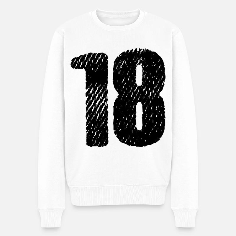 18 Zahl Trikot - Männer Premium Bio Pullover - Weiß