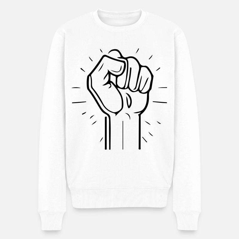 Hand Faust Symbol - Männer Premium Bio Pullover - Weiß