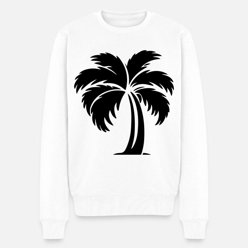 Palme Silhouette Symbol - Männer Premium Bio Pullover - Weiß