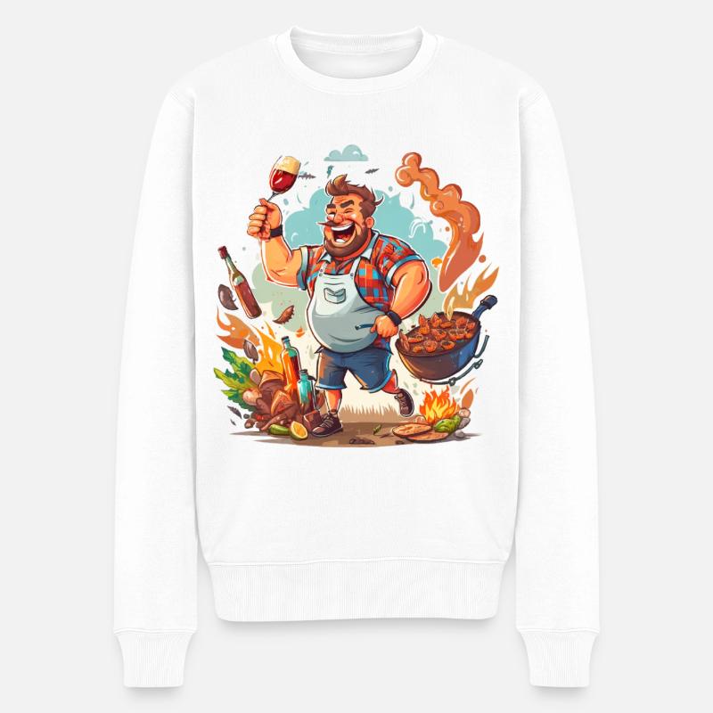 Maître du grill heureux - Pull Premium bio Homme - blanc