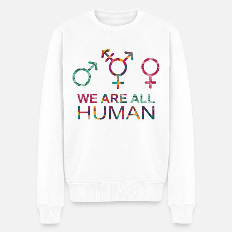 Wir sind alle Menschen LGBT Geschlechtssymbole - Männer Premium Bio Pullover - Weiß