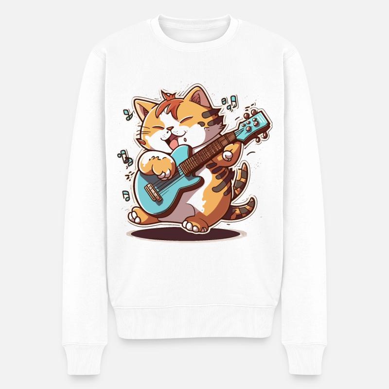 Katzen-Fretwork - Männer Premium Bio Pullover - Weiß