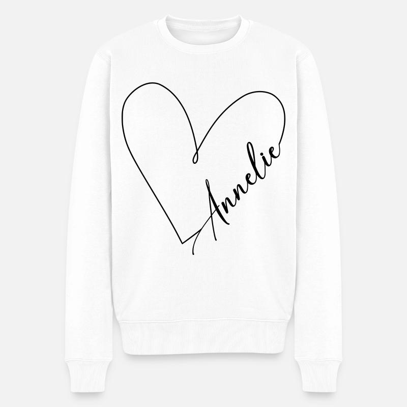 Annelie Name Herzlinie - Männer Premium Bio Pullover - Weiß